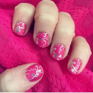 Jamberry Silver Floral On Magenta
